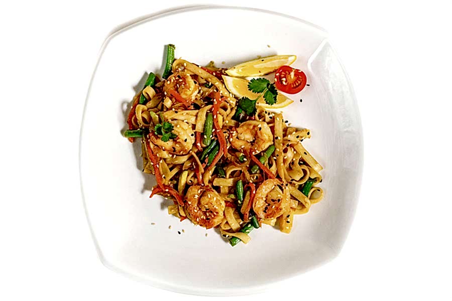 Удон с креветками